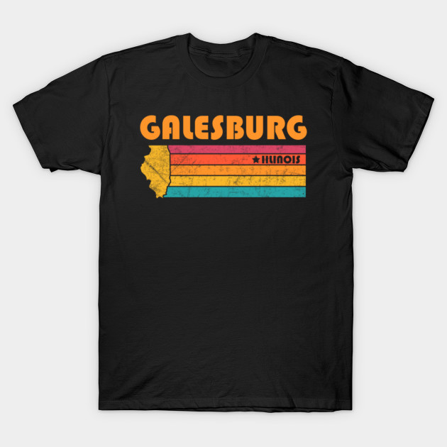 Galesburg Illinois T-Shirt Vintage City Retro Souvenir US State Silhouette Lover Gift With Star